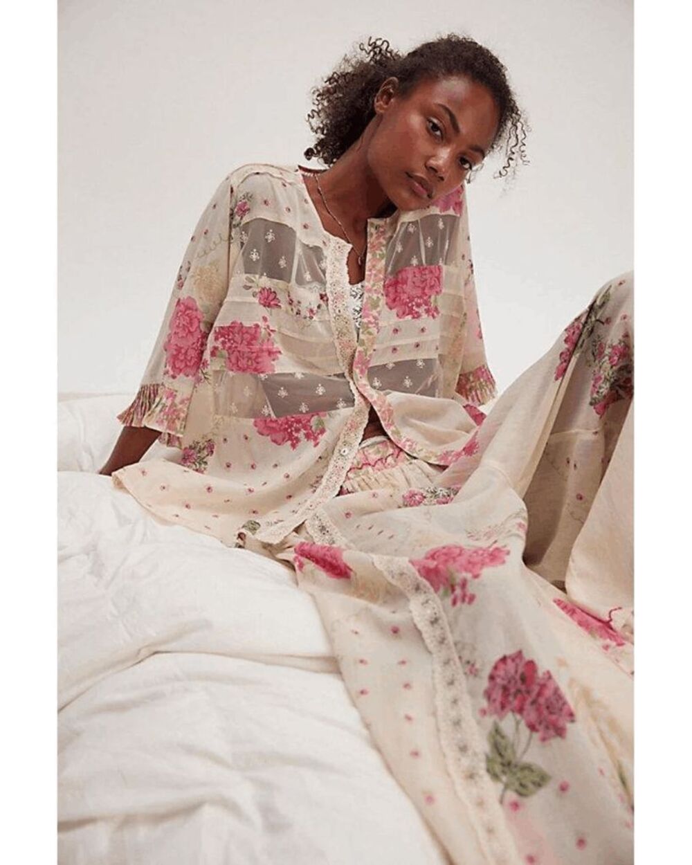 Free People Hey Lover Printed Sleepwear Pajama Shirt Women's Size XS